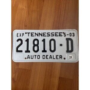 Tennessee Auto Dealer License Plate D 21810-D